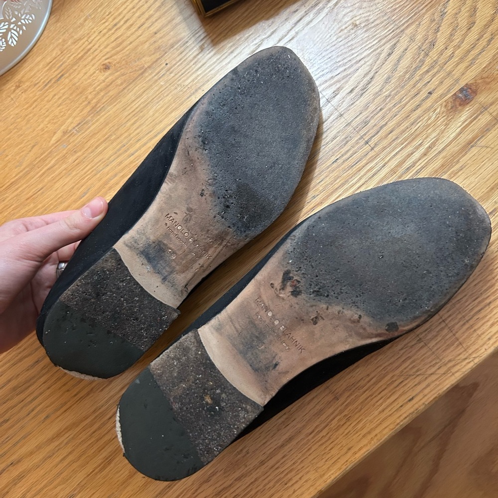 Black Manolo Blahnik Suede Loafers